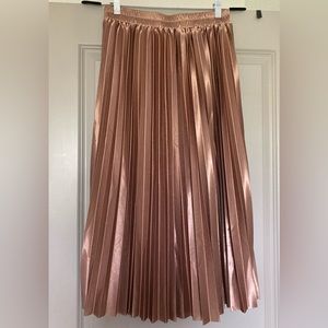 Rose-gold Pleated Midi Skirt